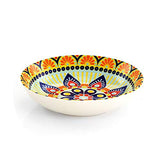 Elama Multicolored Round Stoneware Mandala Pattern Dinnerware Set, 16 Piece, Green